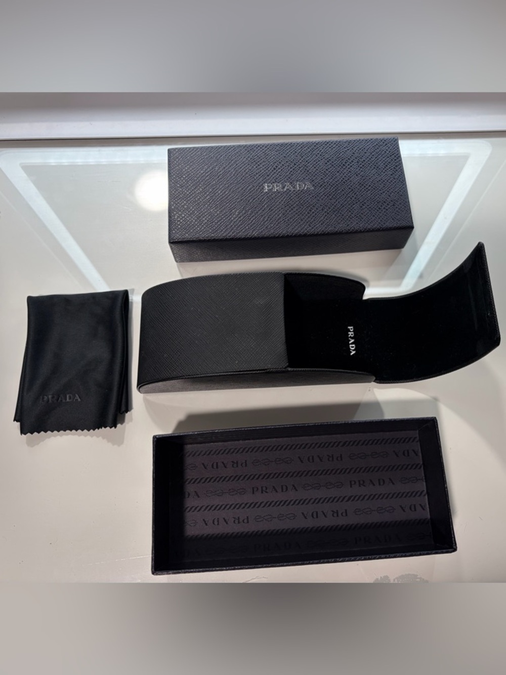 Prada Black Eyewear Case with Branded Box